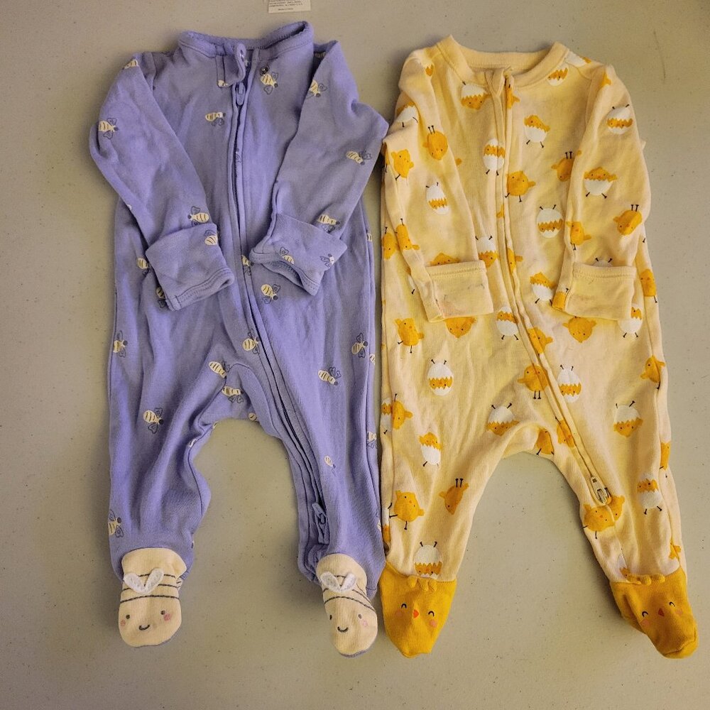 Baby Pajamas (2) - Donut Print & Horse Print 0-3mo